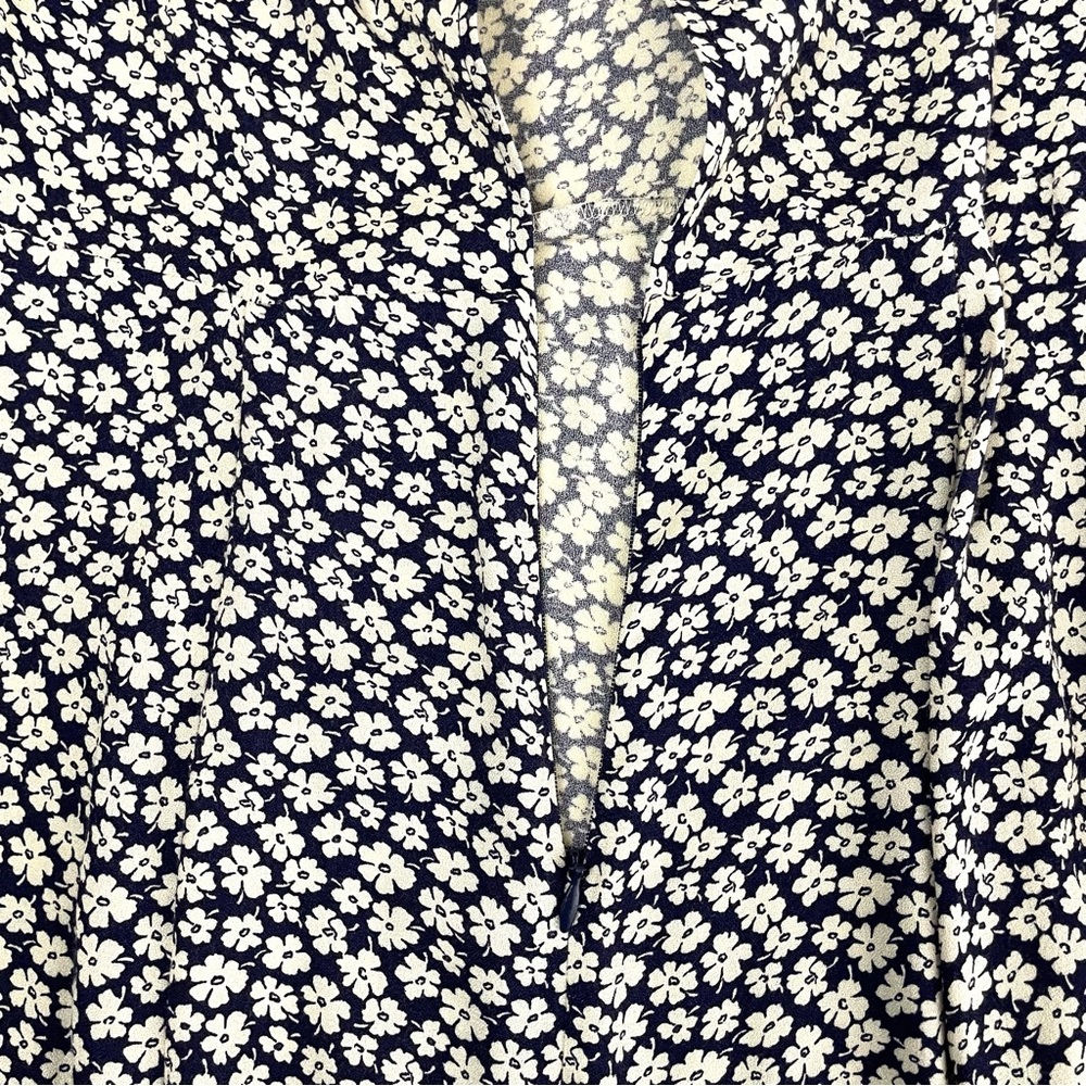Reformation Josephine Long Sleeve Floral Midi Dress Navy Blue - Picture 10 of 12